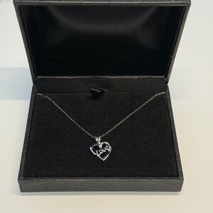 Silver Heart Pendant Necklace with “LOVE” Script – Gift Boxed